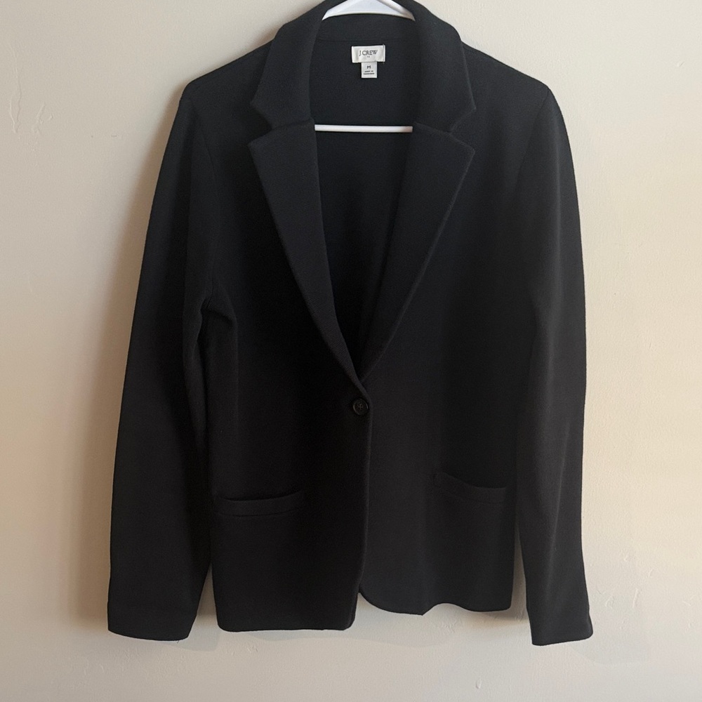 J. Crew Black Single-Button Knit Blazer